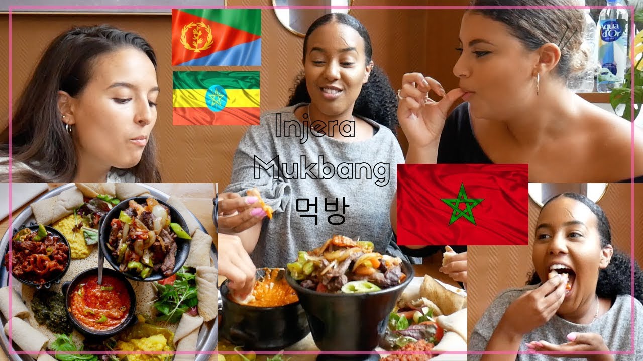 ERITREAN AND ETHIOPIAN FOOD W/ MY MAROCCAN SISTERS | Mukbang 먹방