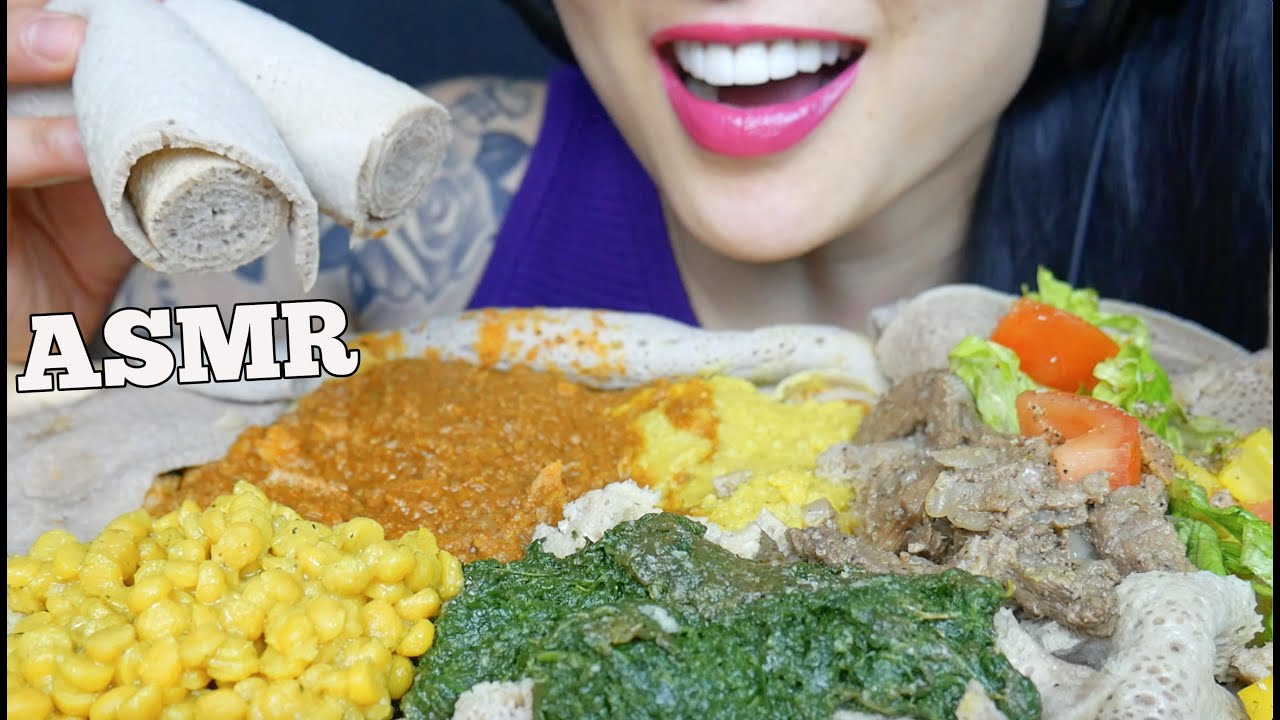 ASMR ETHIOPIAN FOOD INJERA + KILWA + BURSEN TUMTUMO HAMLI ZEBHI (EATING SOUND) NO TALKING | SAS-ASMR